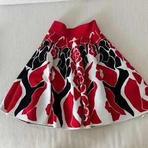 Alexander McQueen Red and Black Floral Skater Skirt